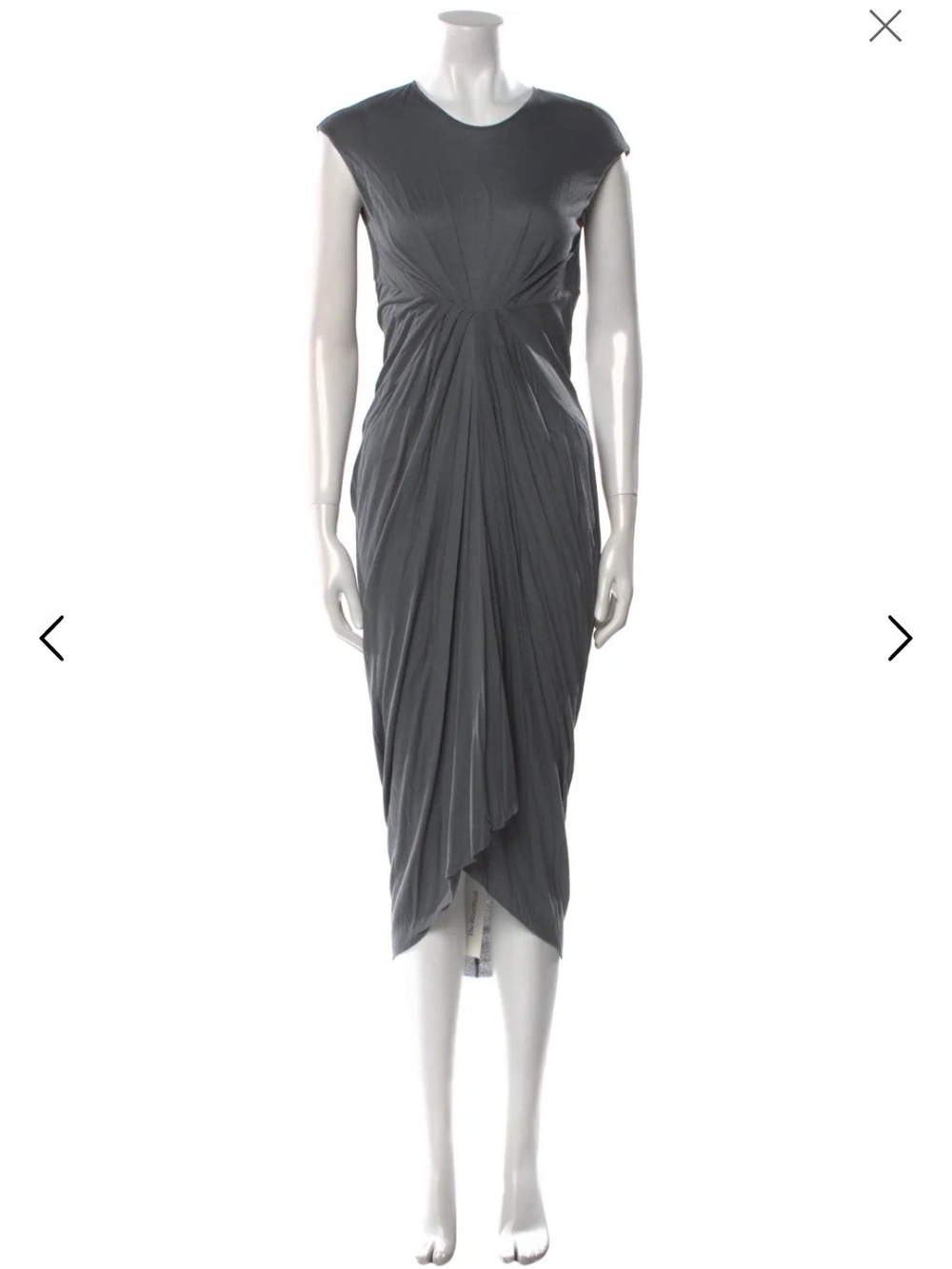 Rick Owens Lillies Gray Brown Draped Twist Midi Dress